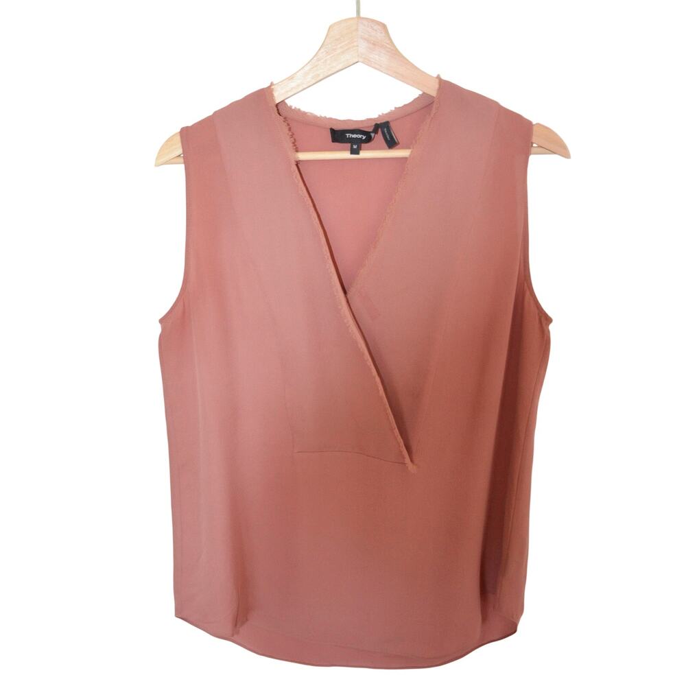 Theory Silk Sleeveless Tunic Dusty Rose Size Medium